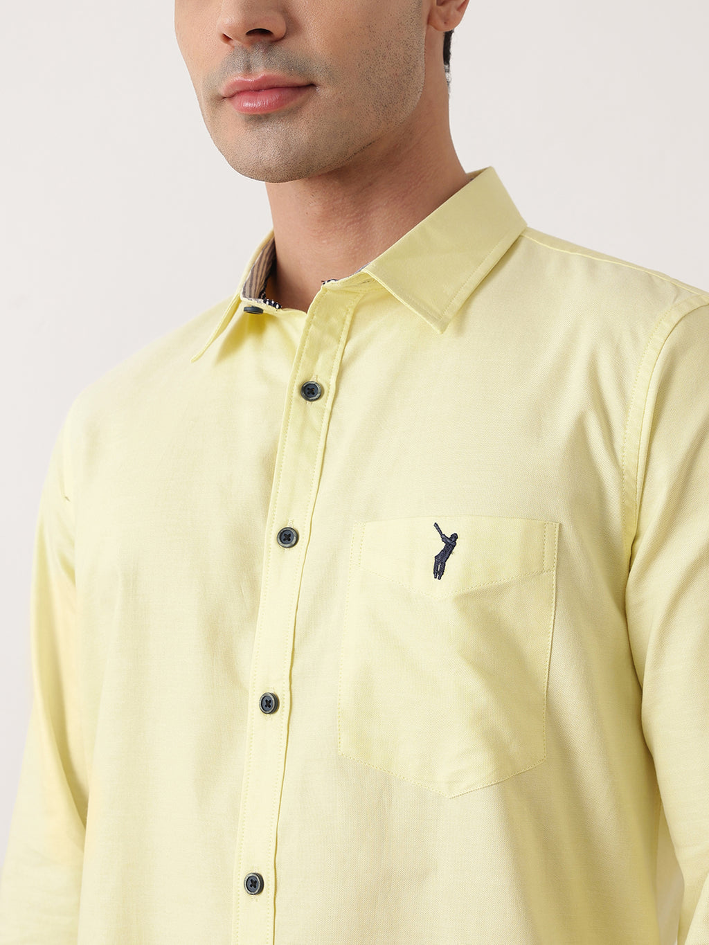 Thomas Scott Men Yellow Premium Slim Fit Long Sleeves Spread Collar Solid Cotton Twill Shirt