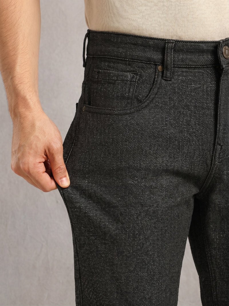 Thomas Scott Men Black Smart Slim Fit Dark Shade 4-Way Stretch Performance Jeans