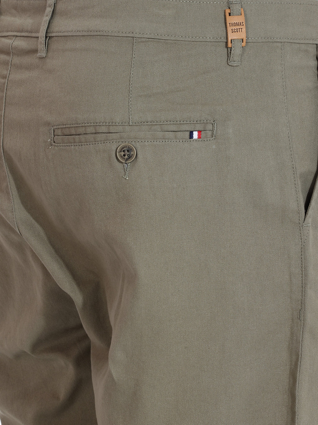 Thomas Scott Men Olive1 Plus Size Regular Fit Mid-Rise Solid Cotton Woven Chinos Trouser