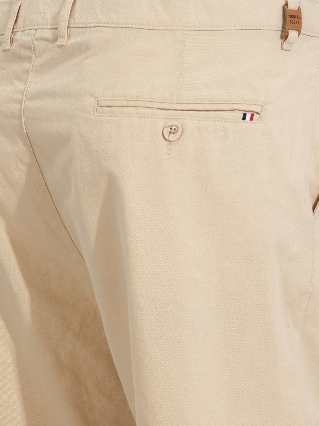 Cream Plus Size Smart Easy Wash Solid Pure Cotton Woven Chinos Trouser For Men
