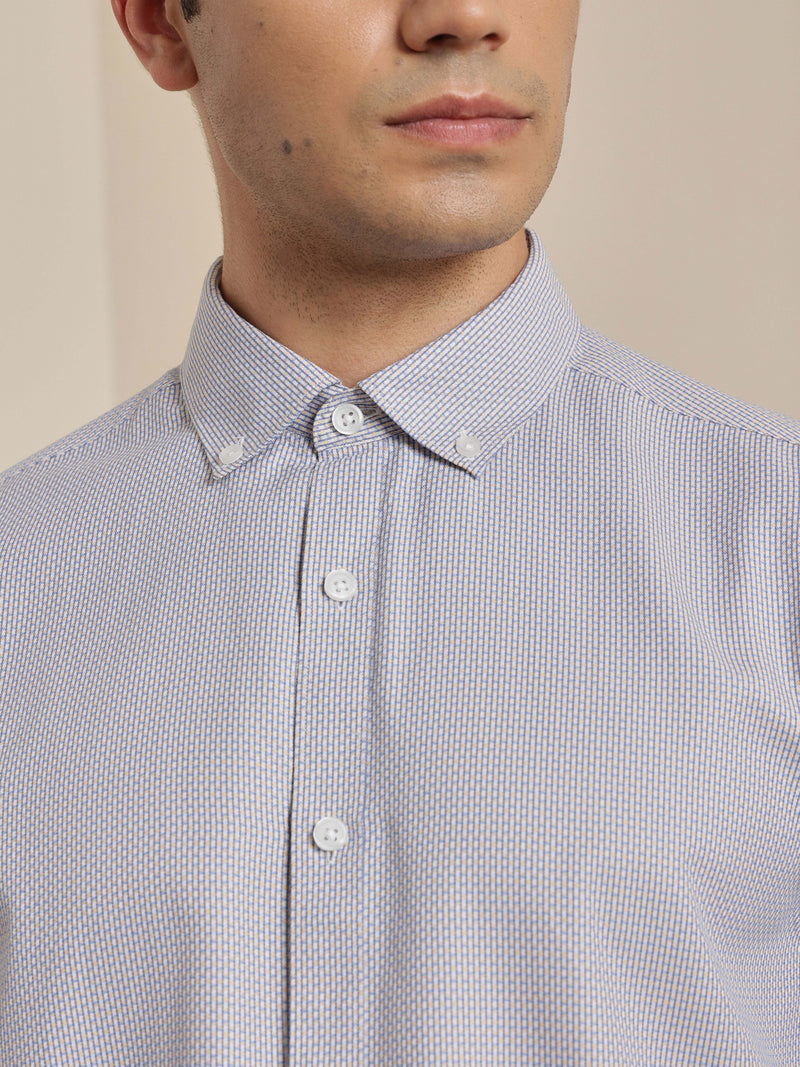 Thomas Scott Men Smart Multi Regular Fit Long Sleeves Button Down Collar Micro Checks Formal Shirt