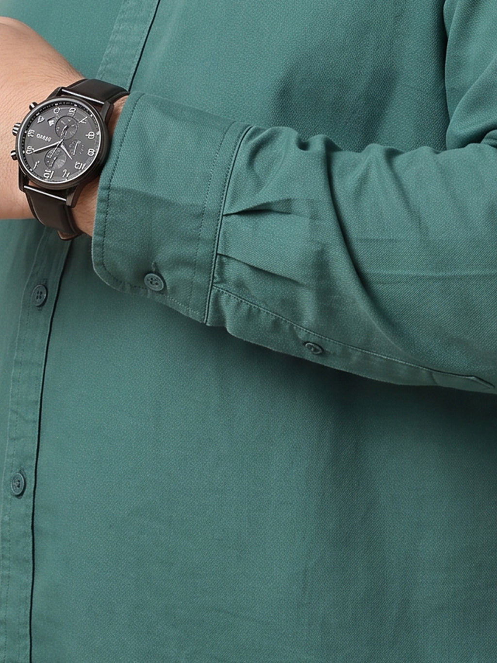 Olive Cricket Club Collection Regular Fit Plus Size Button Down Collar Twill Shirt For Men
