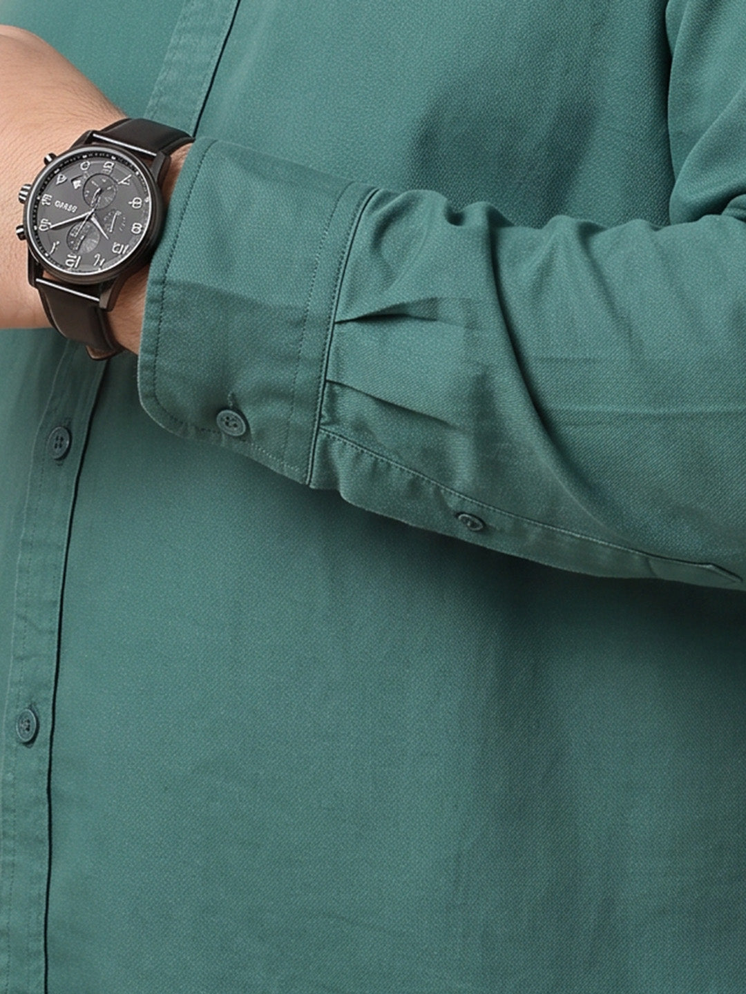 Olive Cricket Club Collection Regular Fit Plus Size Button Down Collar Twill Shirt For Men