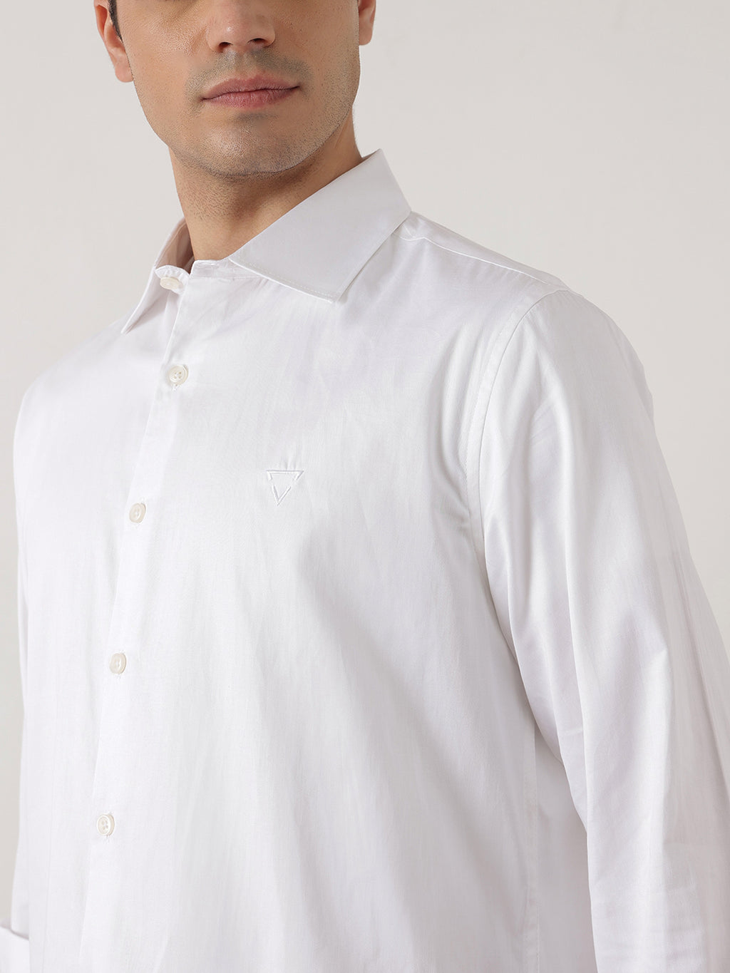 White Premium Slim Fit Solid Cotton Casual Shirt For Men
