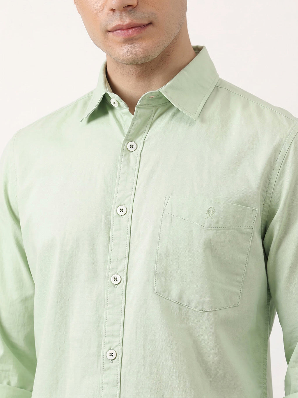 Pista Premium Slim Fit Long Sleeves Spread Collar Solid Cotton Oxford Casual Shirt For Men