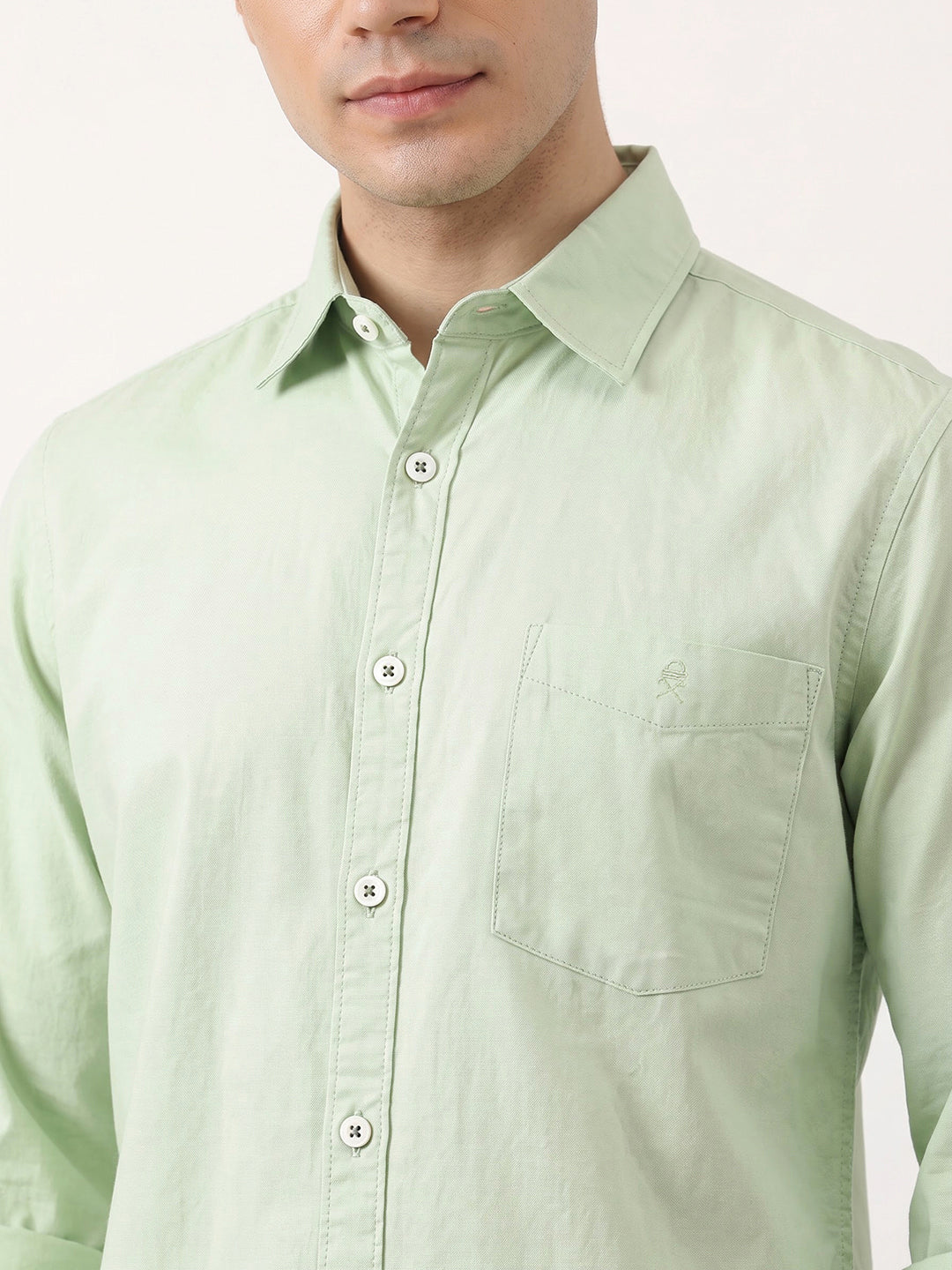 Pista Premium Slim Fit Long Sleeves Spread Collar Solid Cotton Oxford Casual Shirt For Men