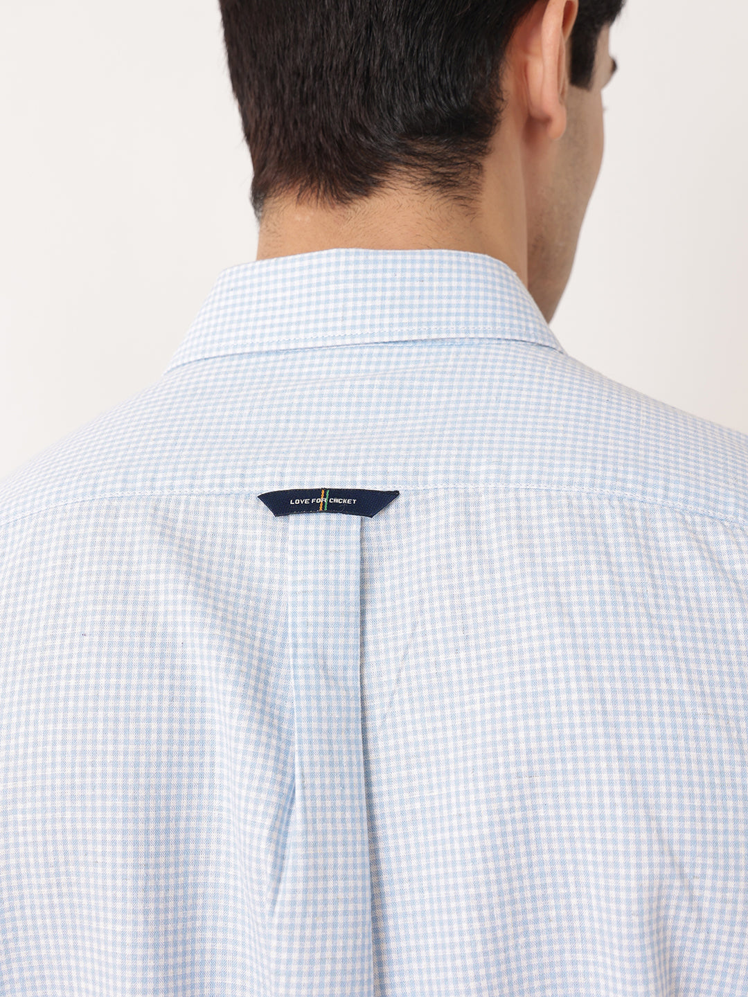 Thomas Scott Men Blue Premium Regular Fit Long Sleeves Spread Collar Gingham Checks Cotton Linen Casual Shirt