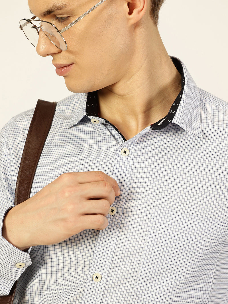 Thomas Scott Men Smart Gingham Checks Opaque Checked Formal Shirt