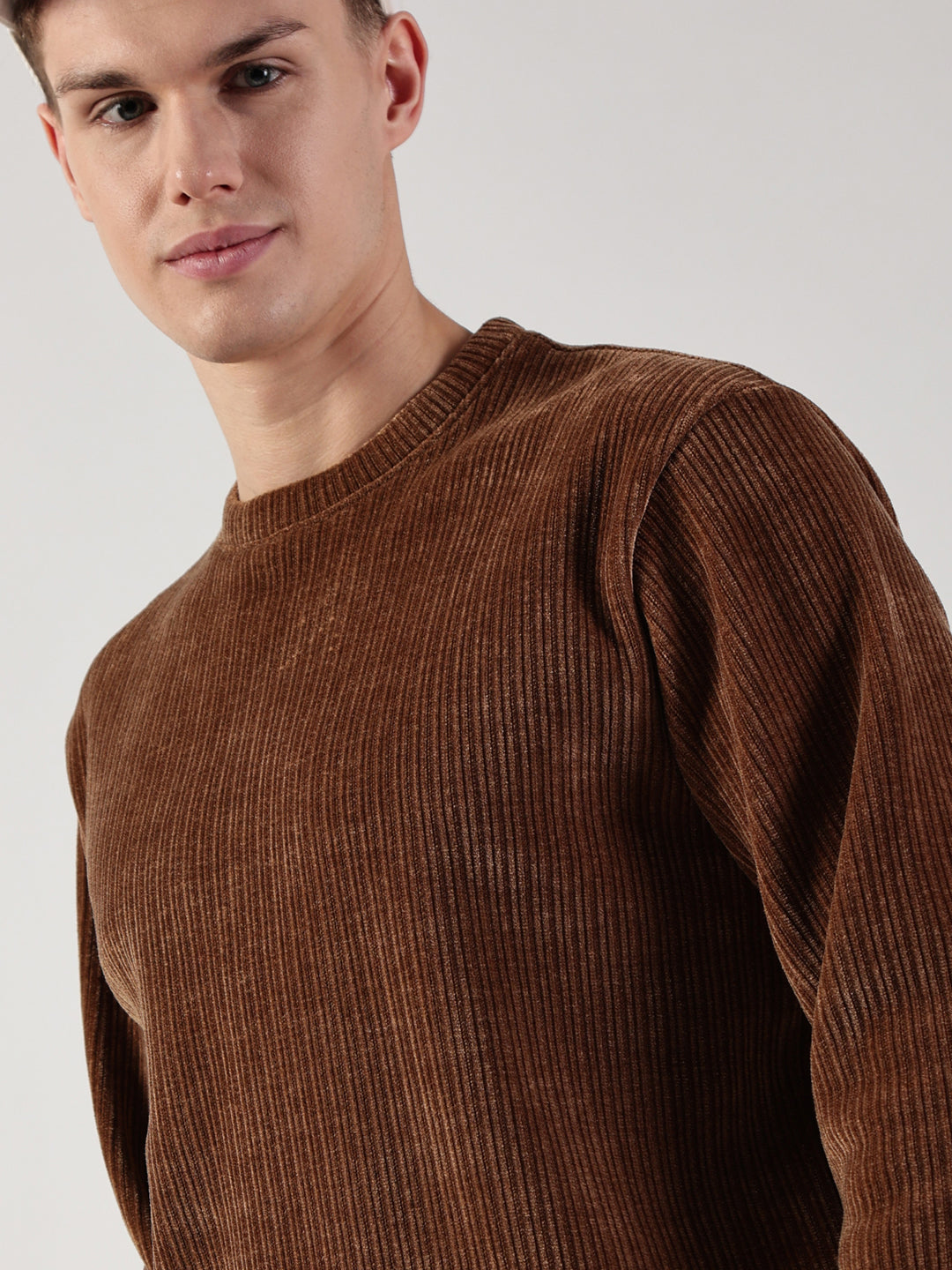 Brown Solid Anti Odour Sweatshirt