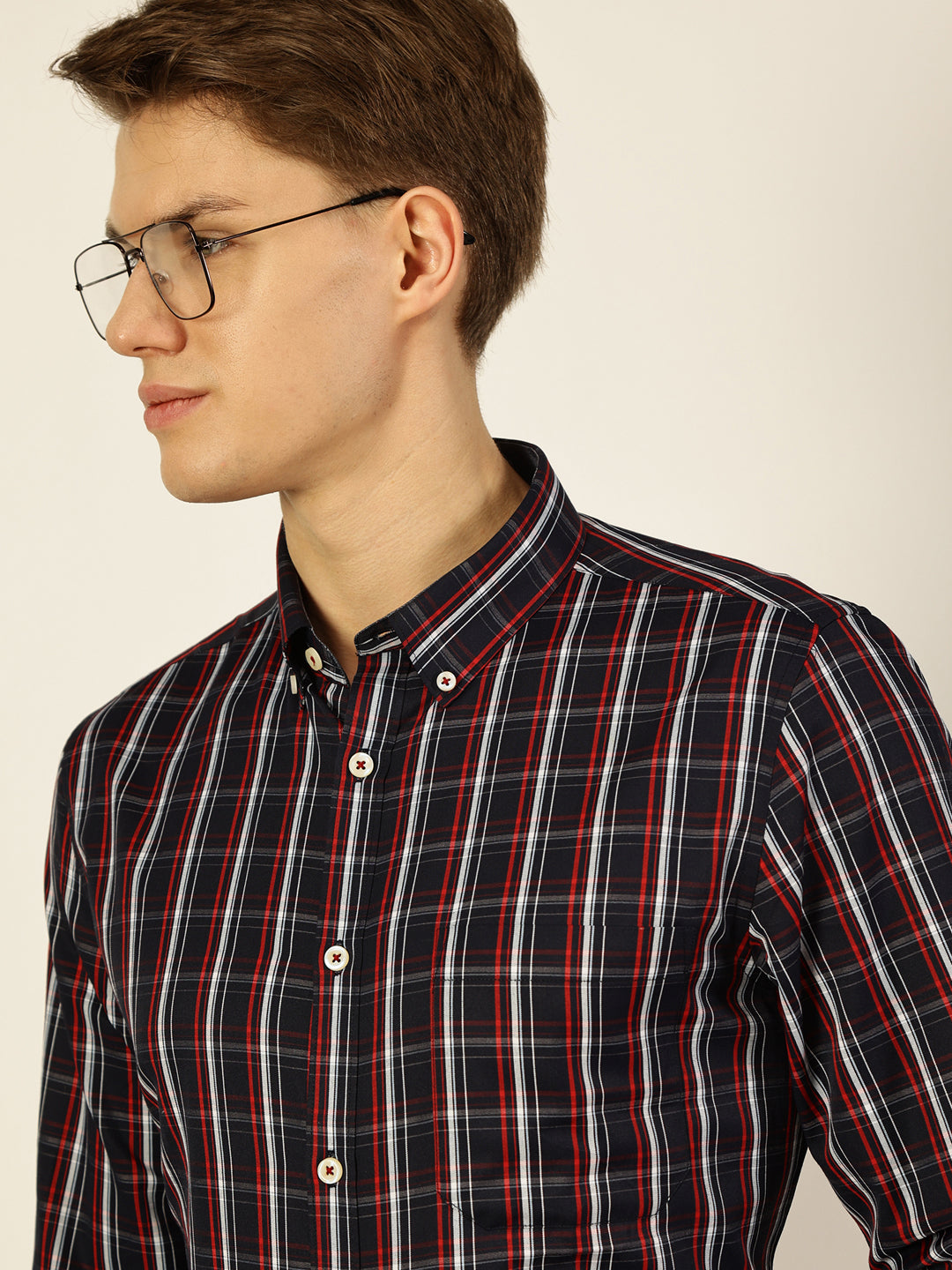 Thomas Scott Men Smart Tartan Checks Opaque Checked Formal Shirt
