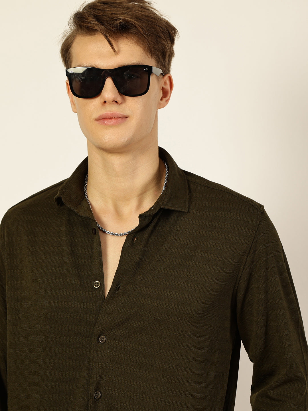 Thomas Scott Men Premium Horizontal Stripes Opaque Casual Shirt