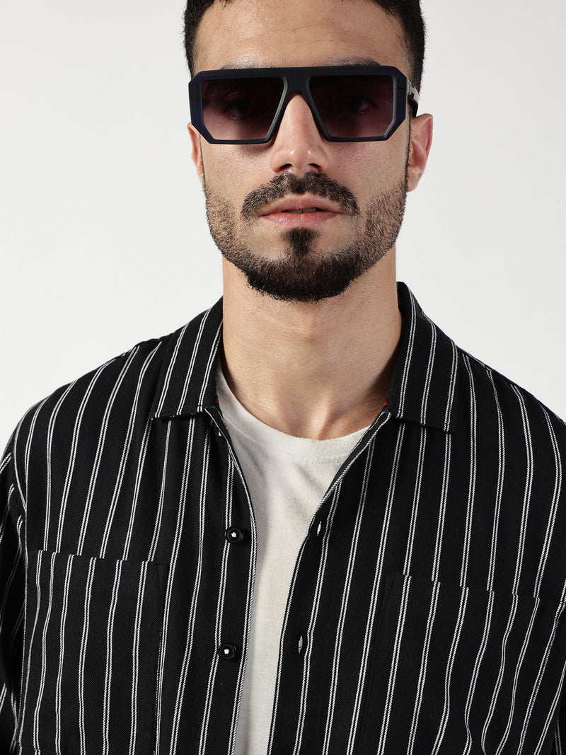 Thomas Scott Men Premium Slim Fit Opaque Striped Casual Shirt