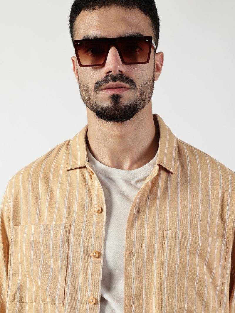 Thomas Scott Men Premium Slim Fit Opaque Striped Casual Shirt