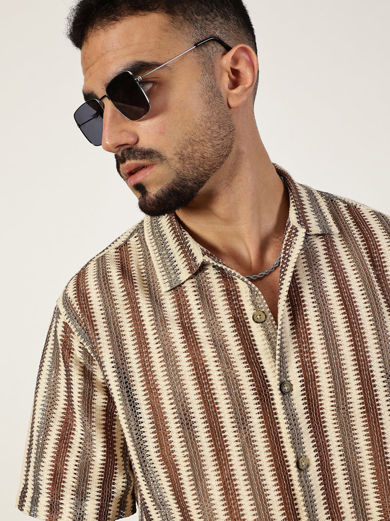 Thomas Scott Men Premium Slim Fit Opaque Striped Casual Shirt