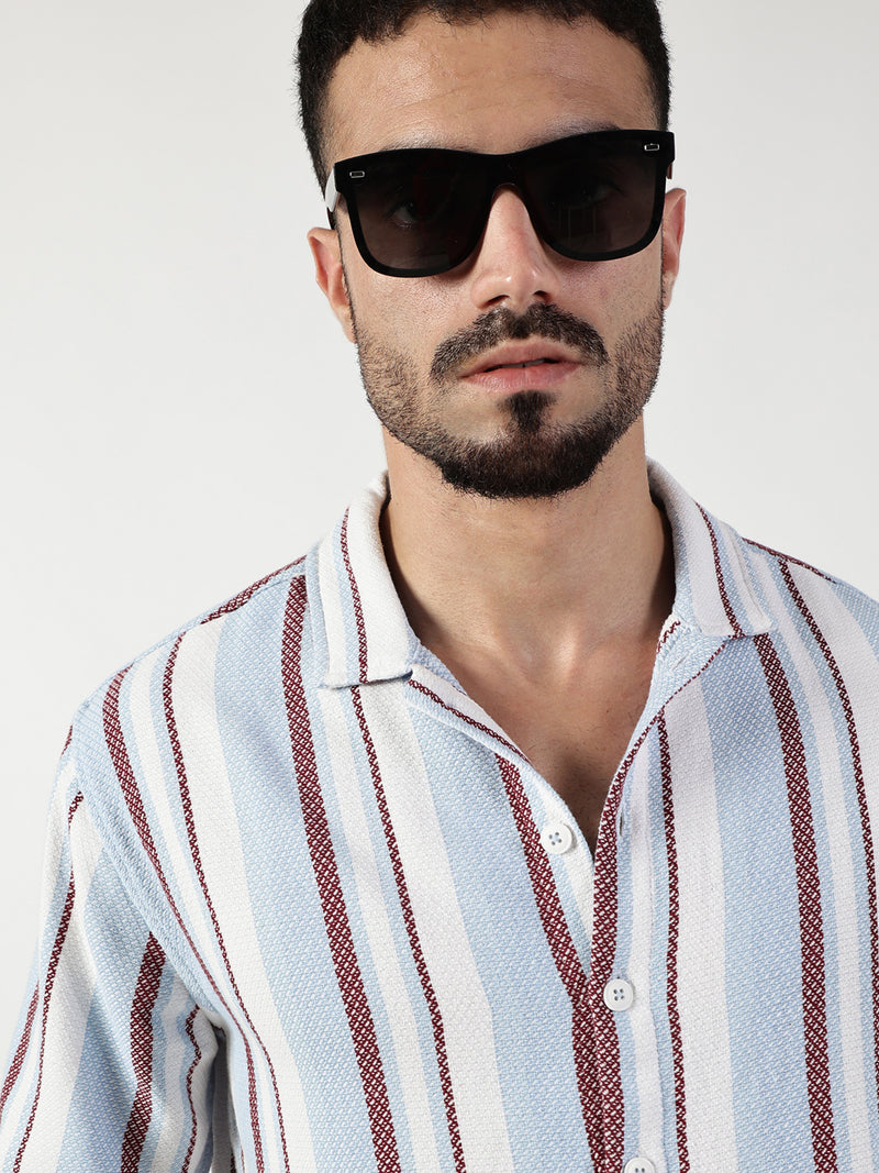 Thomas Scott Men Premium Slim Fit Opaque Striped Casual Shirt