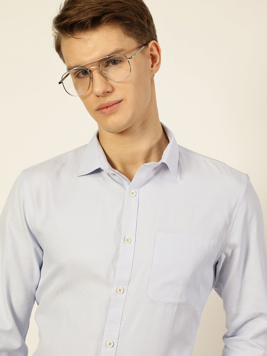 Thomas Scott Men Smart Micro Checks Opaque Checked Formal Shirt