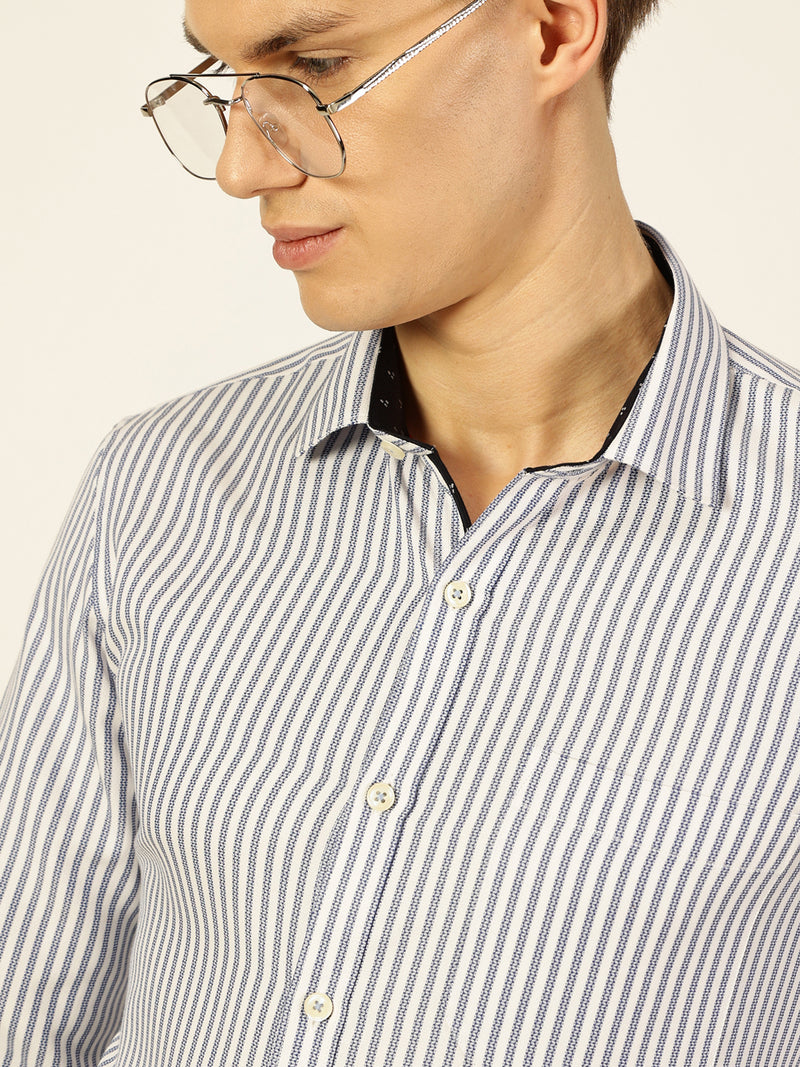 Thomas Scott Men Smart Opaque Striped Formal Shirt