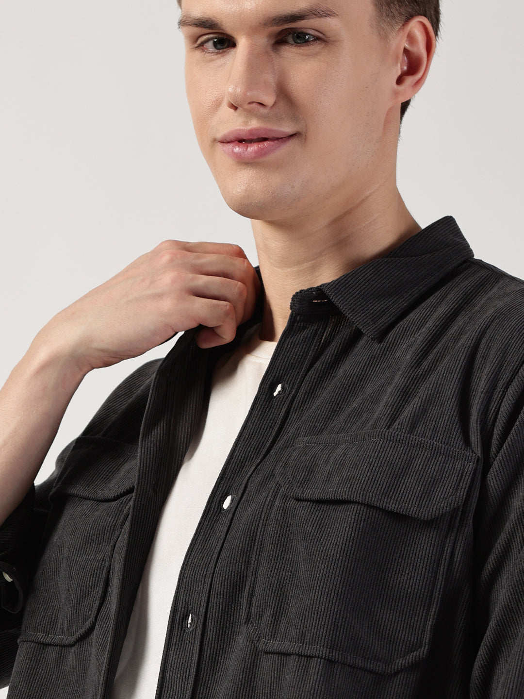 Thomas Scott Men Premium Slim Fit Opaque Corduroy Casual?Shirt