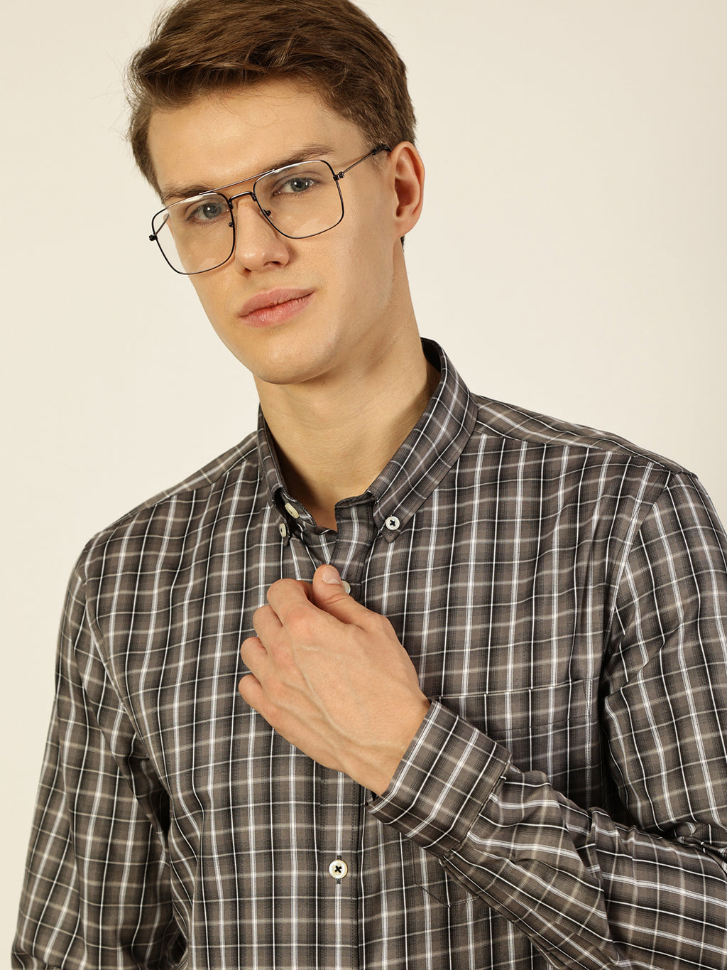 Thomas Scott Men Smart Tartan Checks Opaque Checked Formal Shirt