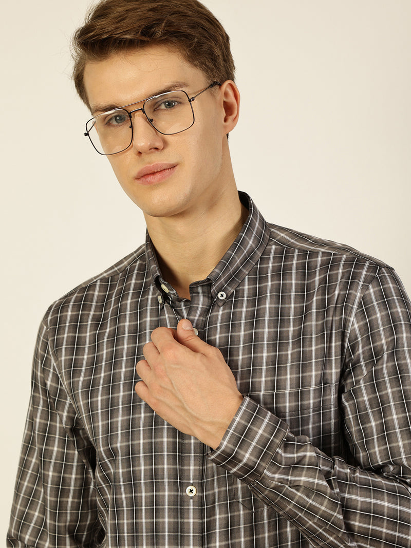 Thomas Scott Men Smart Tartan Checks Opaque Checked Formal Shirt
