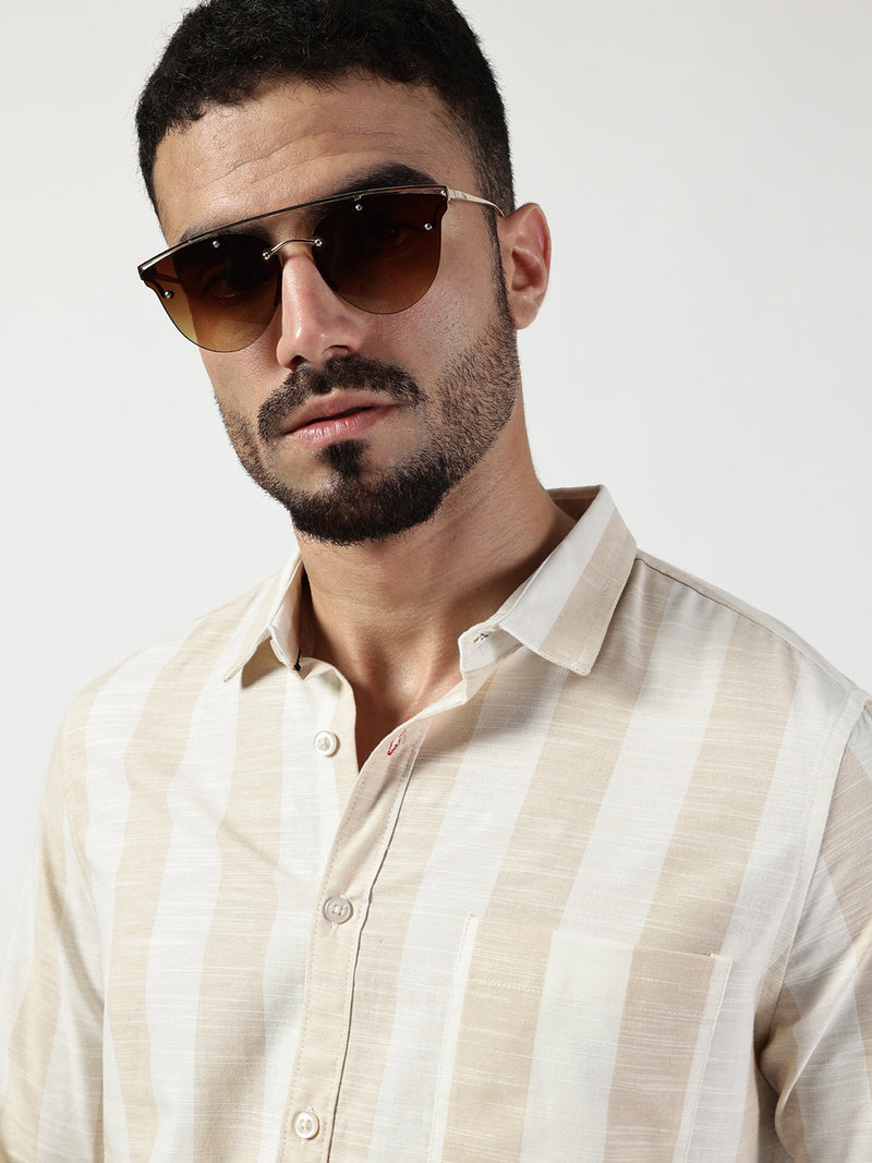 Thomas Scott Men Premium Slim Fit Opaque Striped Casual Shirt