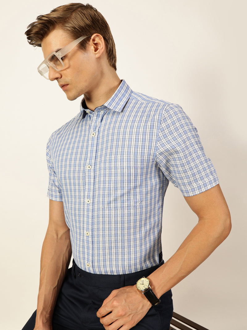 Thomas Scott Men Smart Tartan Checks Opaque Checked Formal Shirt