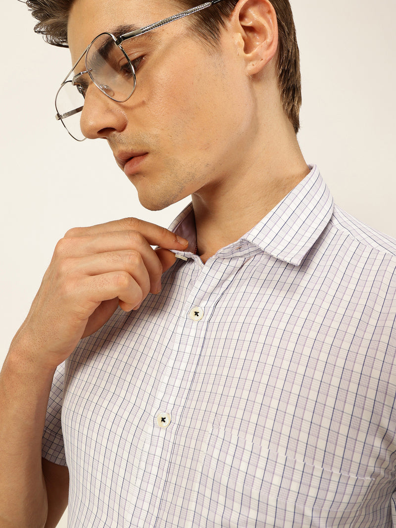 Thomas Scott Men Smart Gingham Checks Opaque Checked Formal Shirt