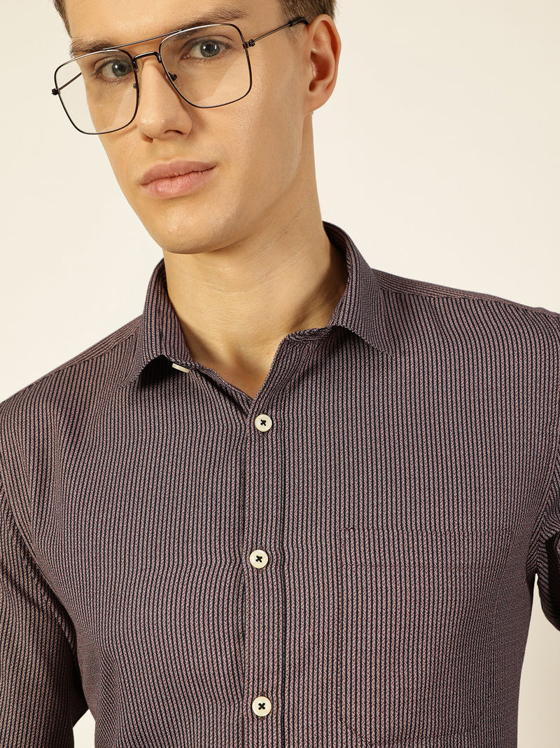 Thomas Scott Men Smart Pinstripes Opaque Striped Formal Shirt