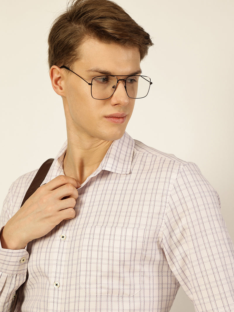 Thomas Scott Men Smart Windowpane Checks Opaque Checked Formal Shirt