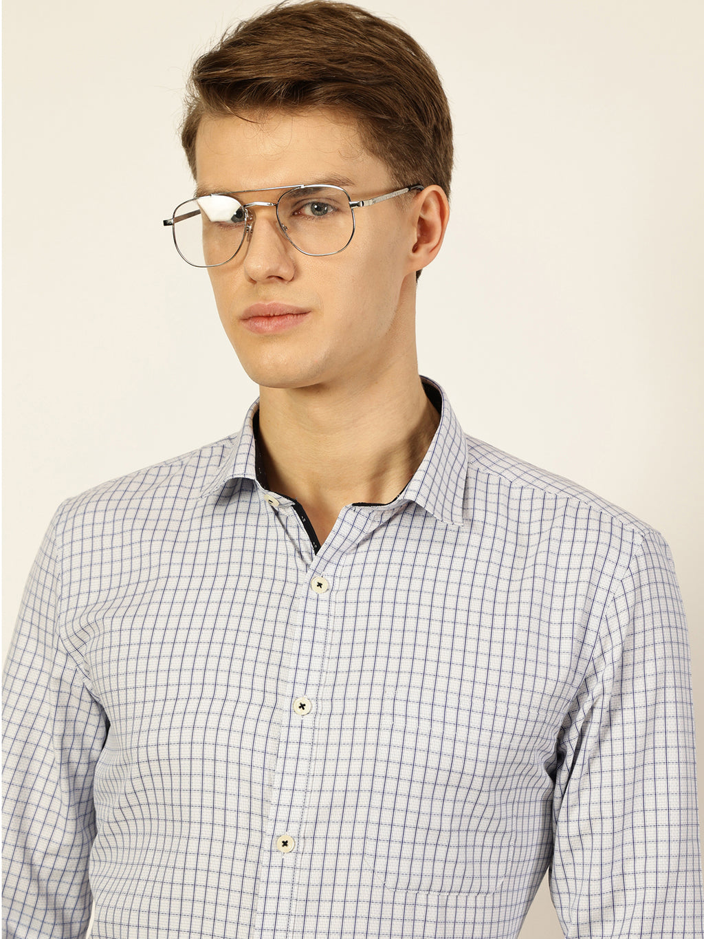 Thomas Scott Men Smart Gingham Checks Opaque Checked Formal Shirt