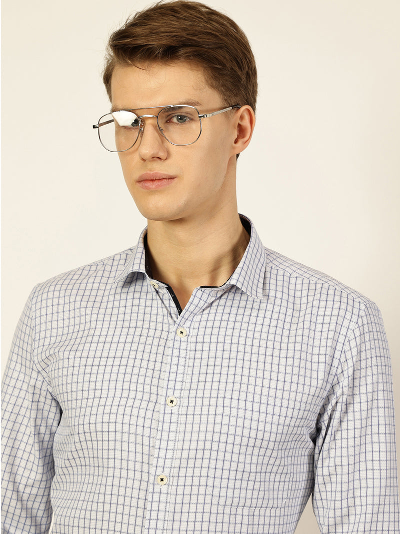 Thomas Scott Men Smart Gingham Checks Opaque Checked Formal Shirt
