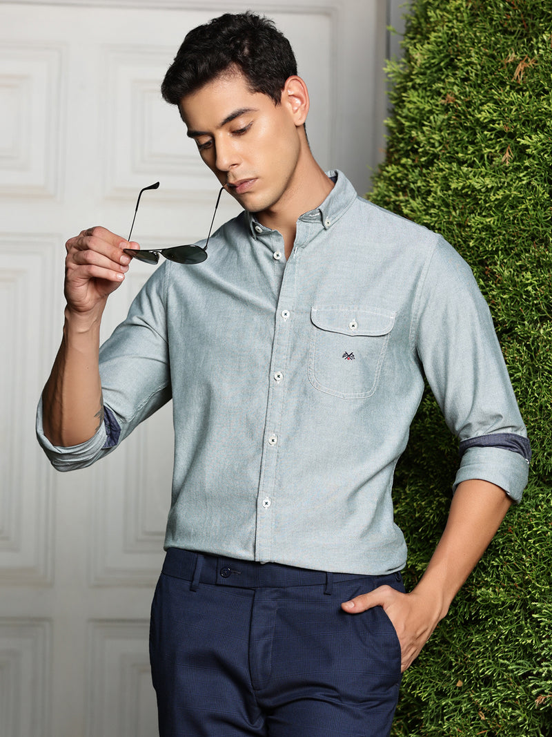 Thomas Scott Men Premium Button-Down Collar Semiformal Shirt