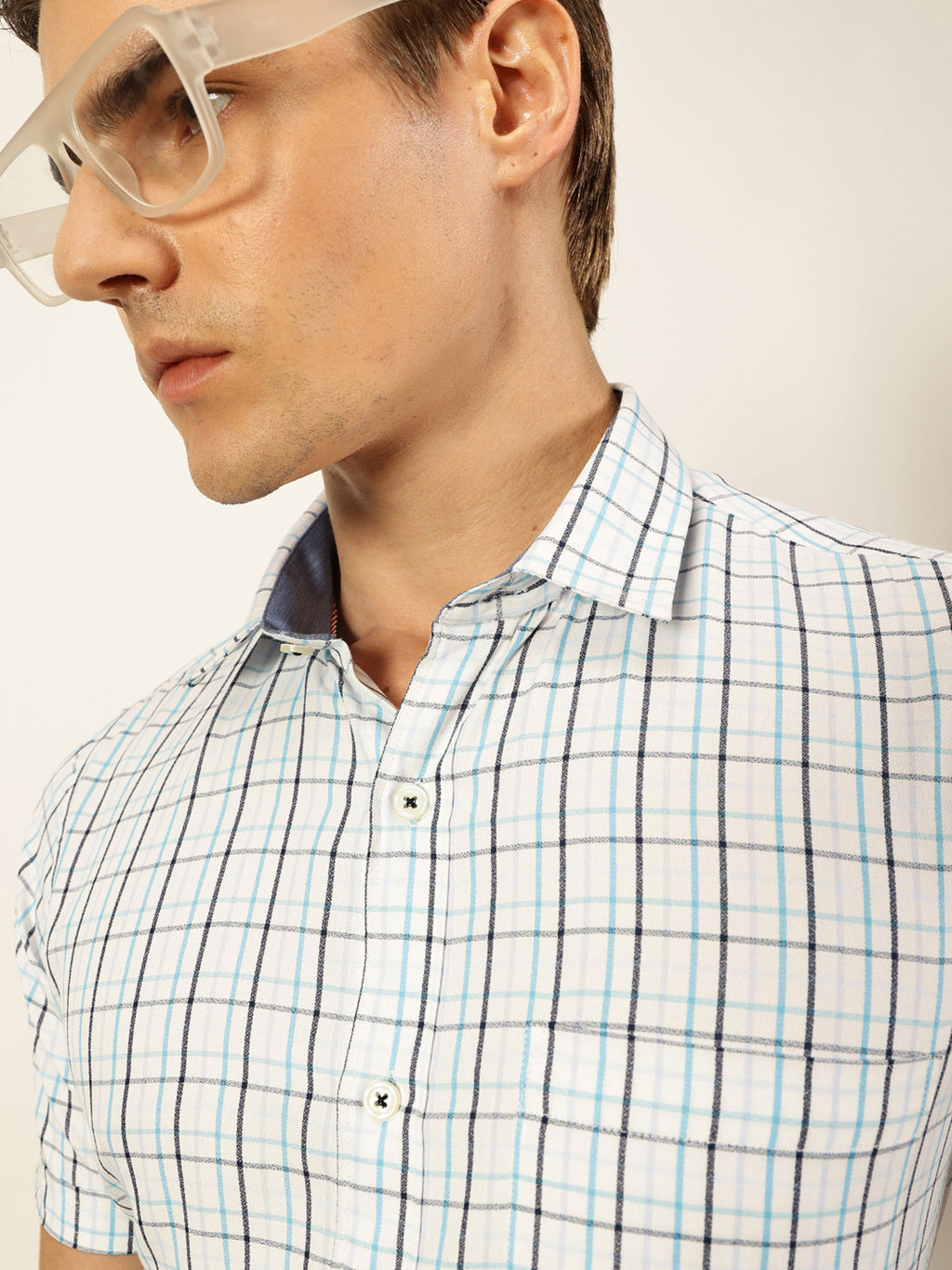 Thomas Scott Men Smart Tartan Checks Opaque Checked Formal Shirt