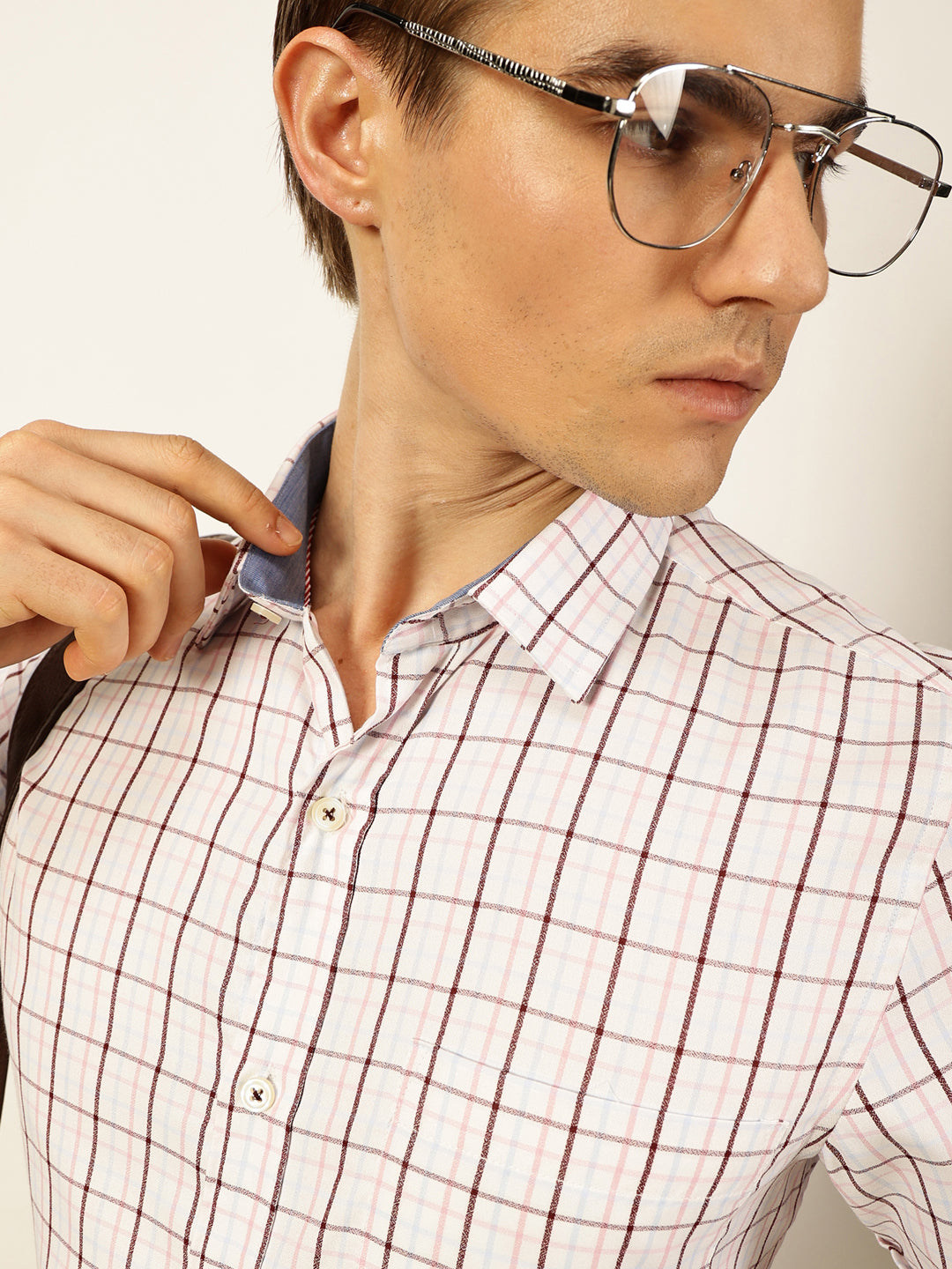 Thomas Scott Men Smart Tartan Checks Opaque Checked Formal Shirt