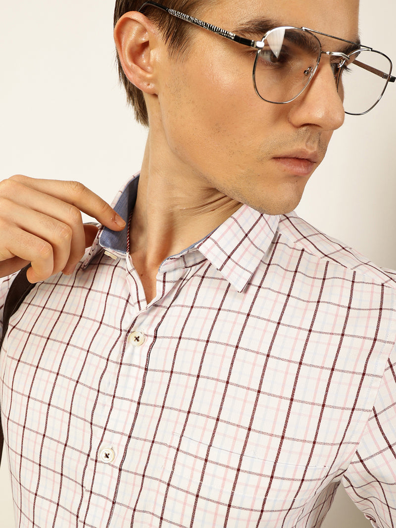 Thomas Scott Men Smart Tartan Checks Opaque Checked Formal Shirt