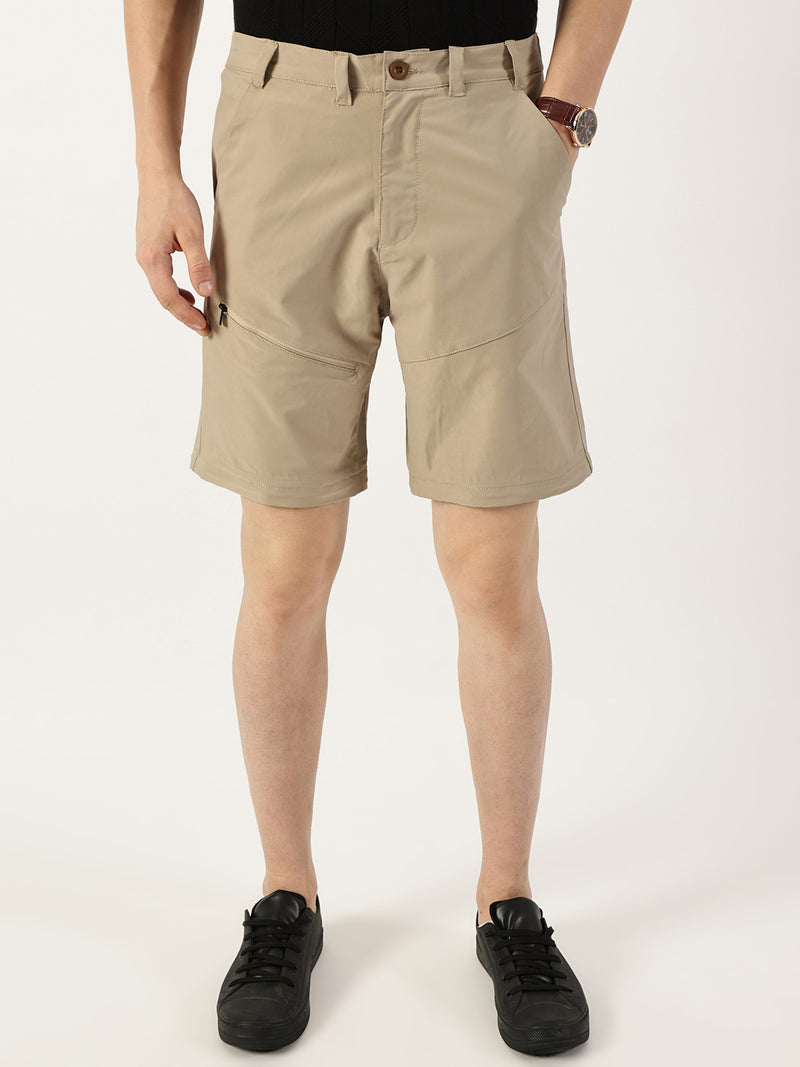 Thomas Scott Men Beige Relaxed Straight Fit Convertible Trousers