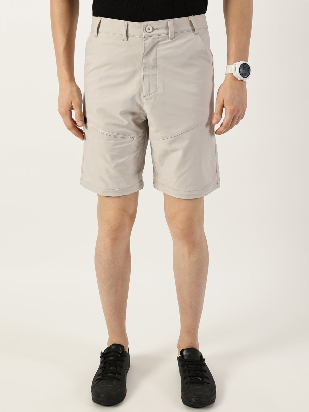 Thomas Scott Men Light Grey Relaxed Straight Fit Convertible Trousers