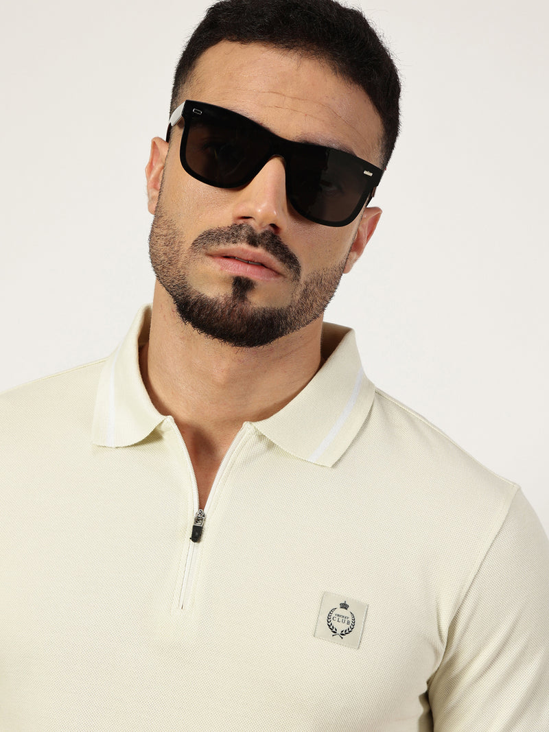 Thomas Scott Men Cream Polo Collar T-shirt