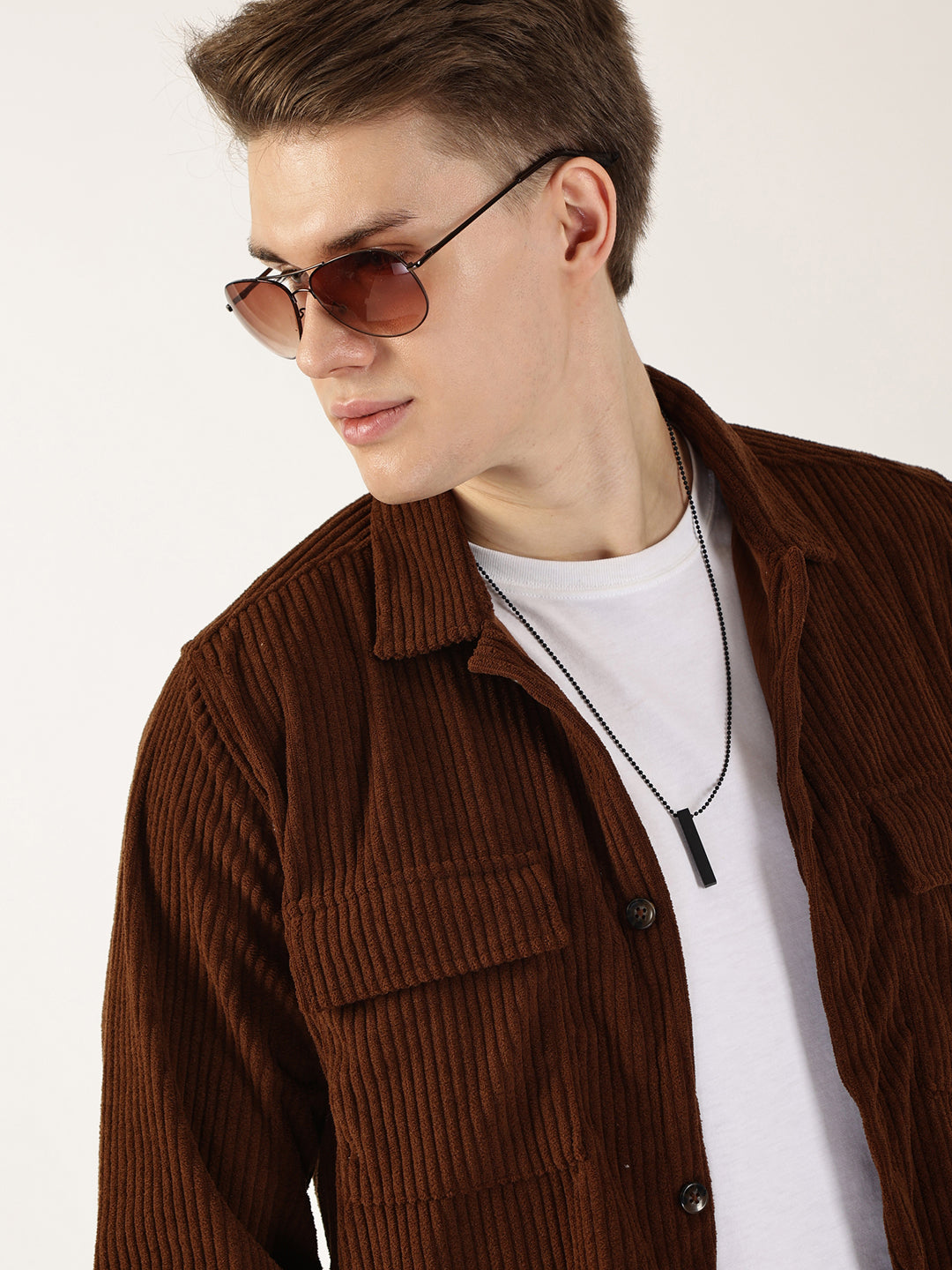 Thomas Scott Men Brown Premium Opaque Casual Shirt