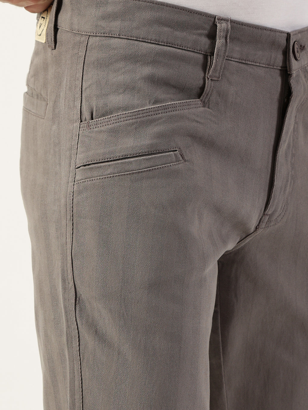 Thomas Scott Men Dark Grey Smart Easy Wash Chinos Trousers