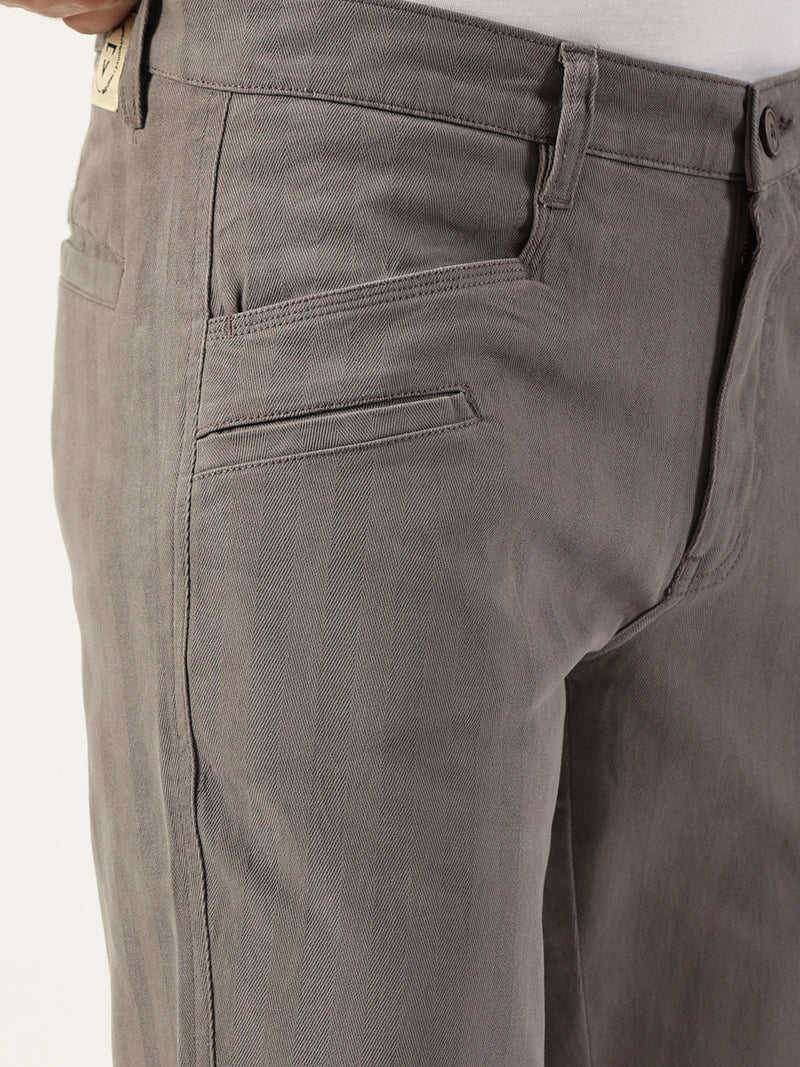 Thomas Scott Men Dark Grey Smart Easy Wash Chinos Trousers