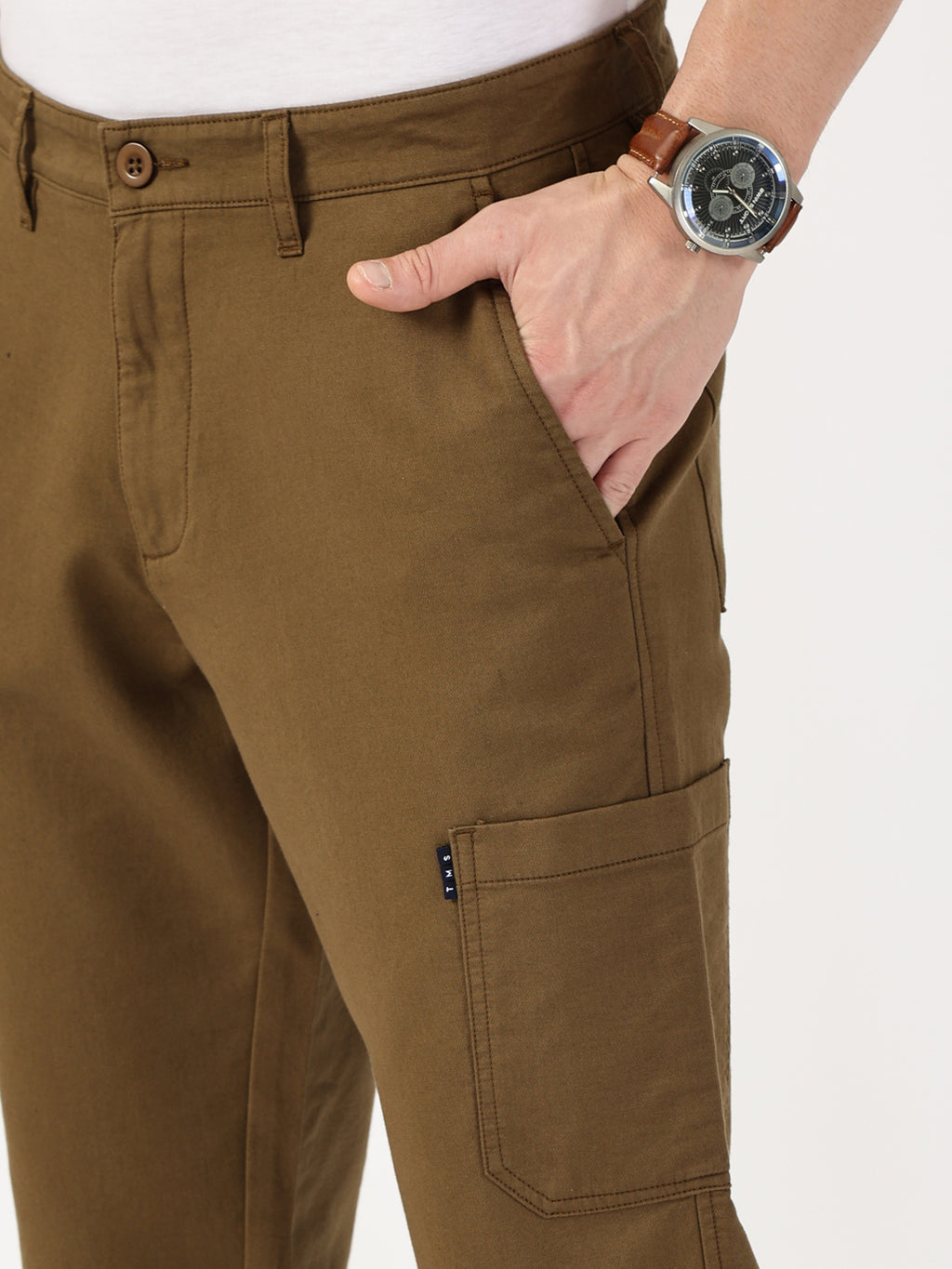 Thomas Scott Men Khaki Smart Regular Fit Mid-Rise Chinos