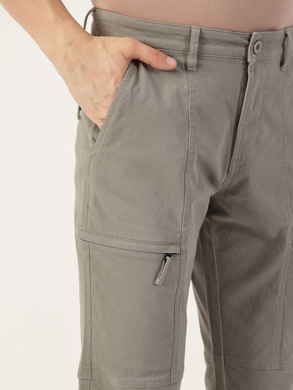 Thomas Scott Men Grey Smart Easy Wash Regular Fit Mid-Rise Cargos