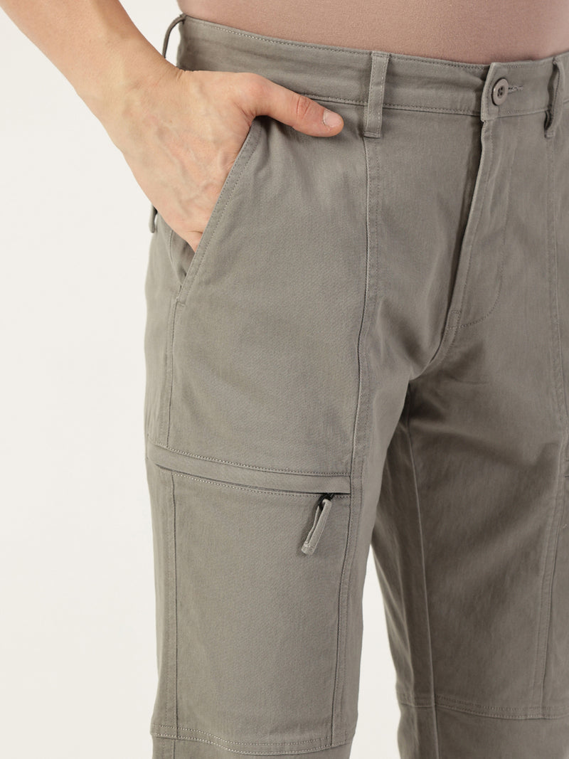 Thomas Scott Men Grey Smart Easy Wash Regular Fit Mid-Rise Cargos