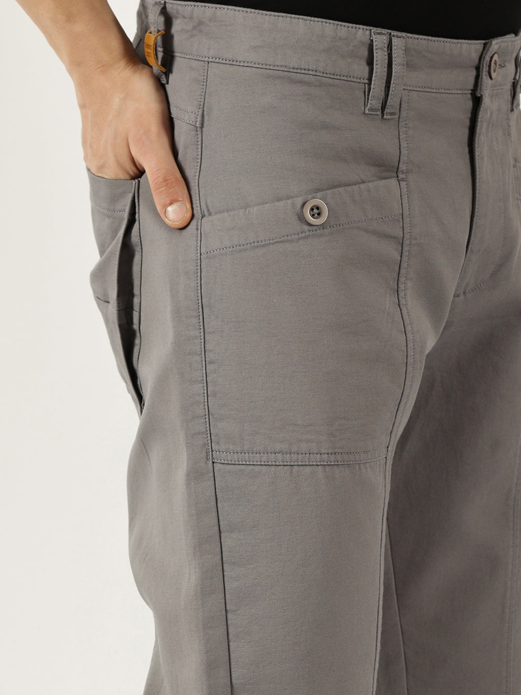 Thomas Scott Men Dark Grey Smart Easy Wash Cargos Trousers