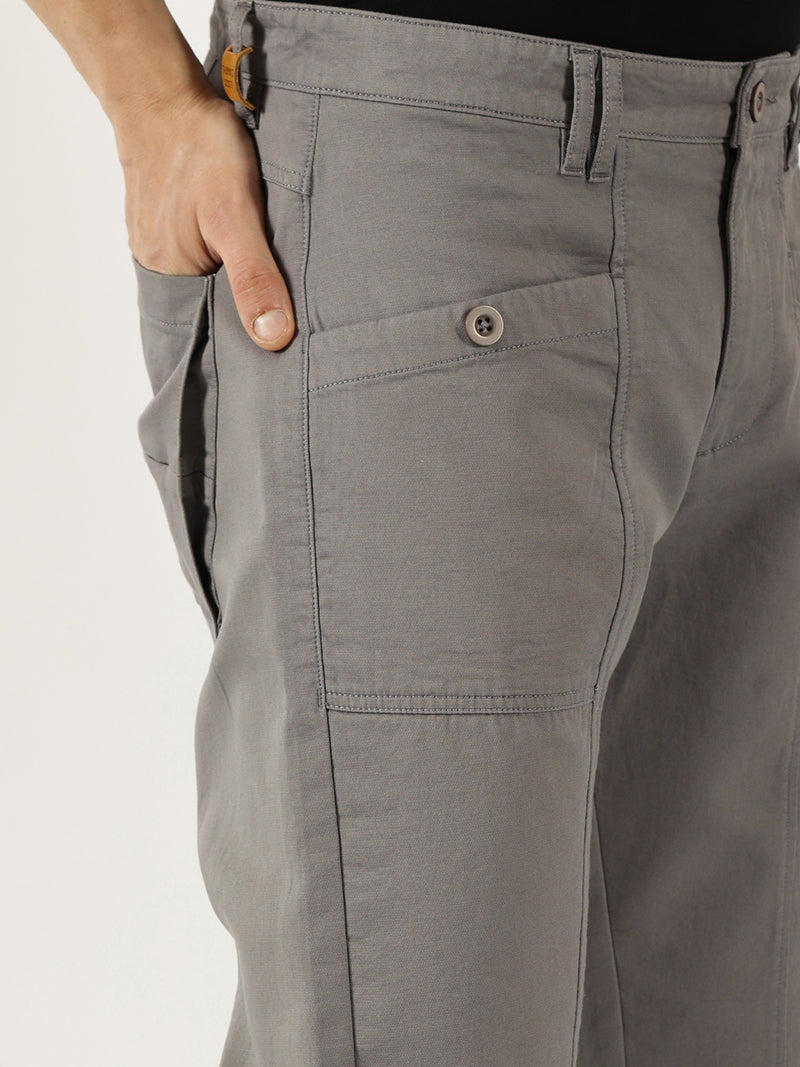Thomas Scott Men Dark Grey Smart Easy Wash Cargos Trousers