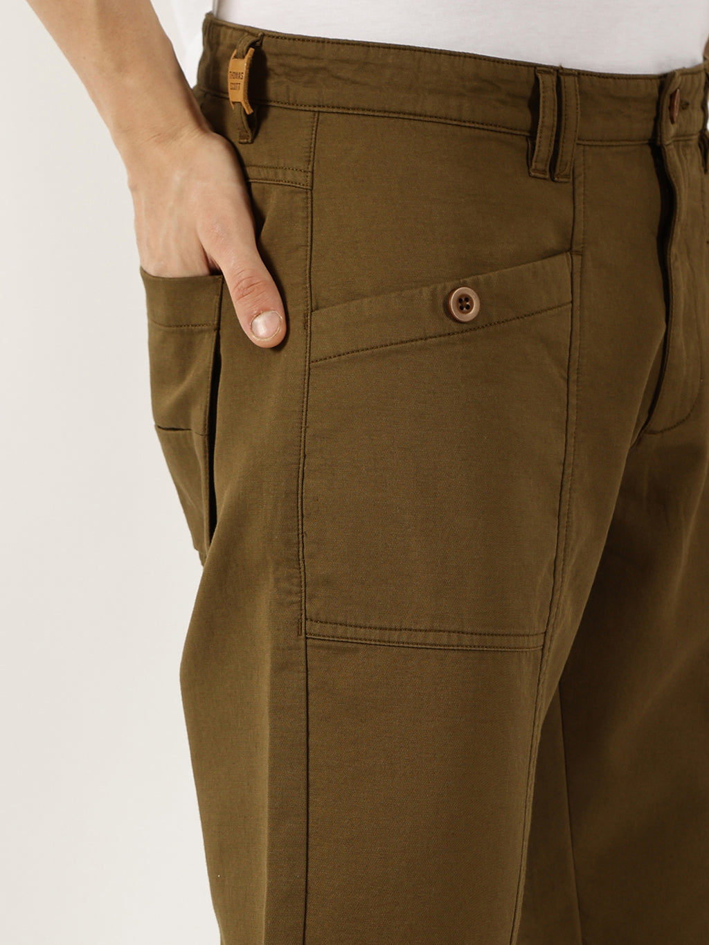 Thomas Scott Men Khaki Smart Easy Wash Cargos Trousers