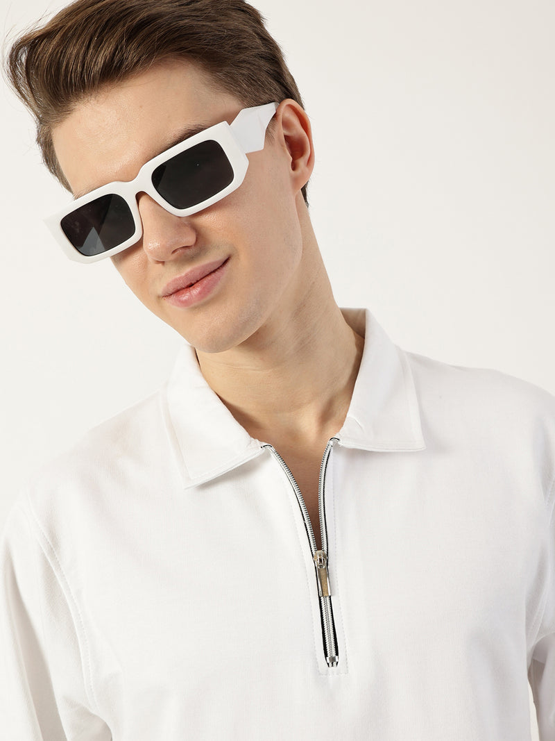 Thomas Scott Men White Polo Collar Bio Finish T-shirt