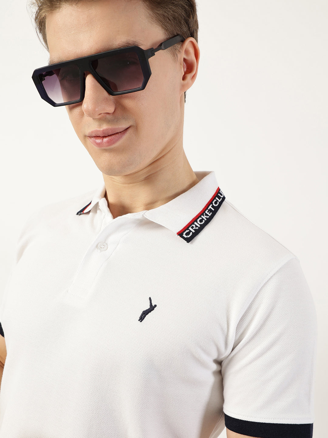 Thomas Scott Men White Polo Collar T-shirt