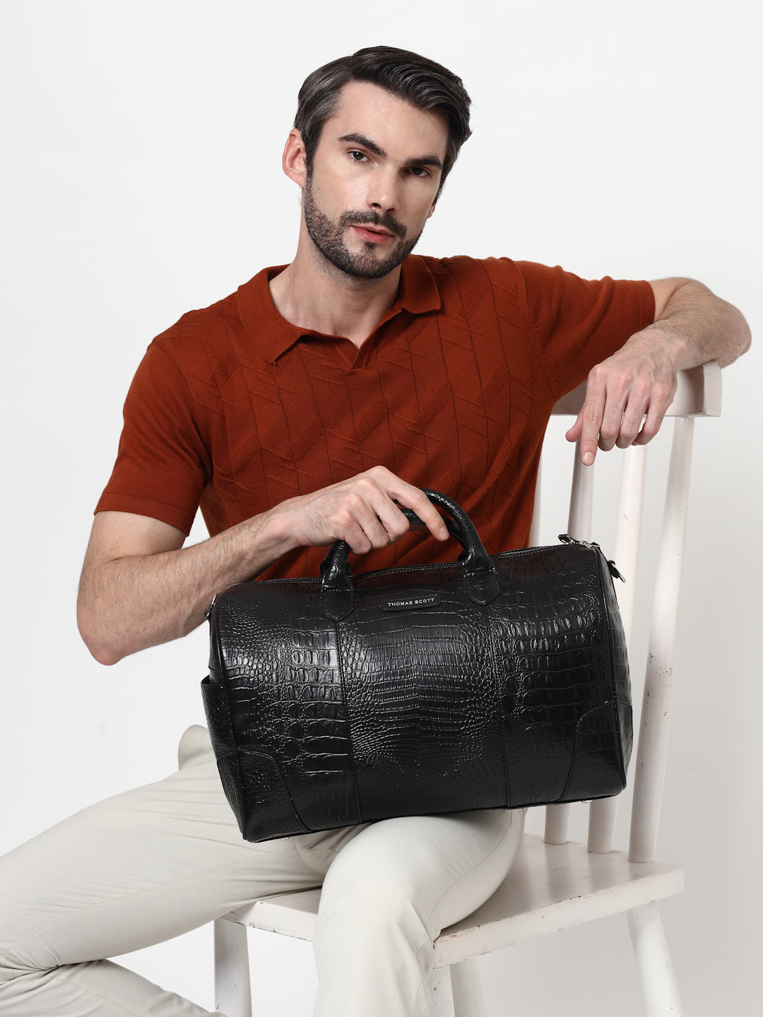 Thomas Scott Men Textured Medium Casual Duffel Bag